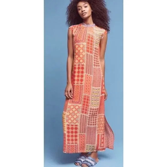 Anthropologie Tanvi Kedia Sol Patchwork Beaded Dress Size XL - Picture 1 of 9